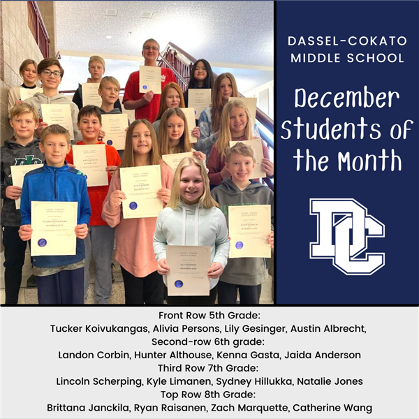 Congratulations Students of the Month!